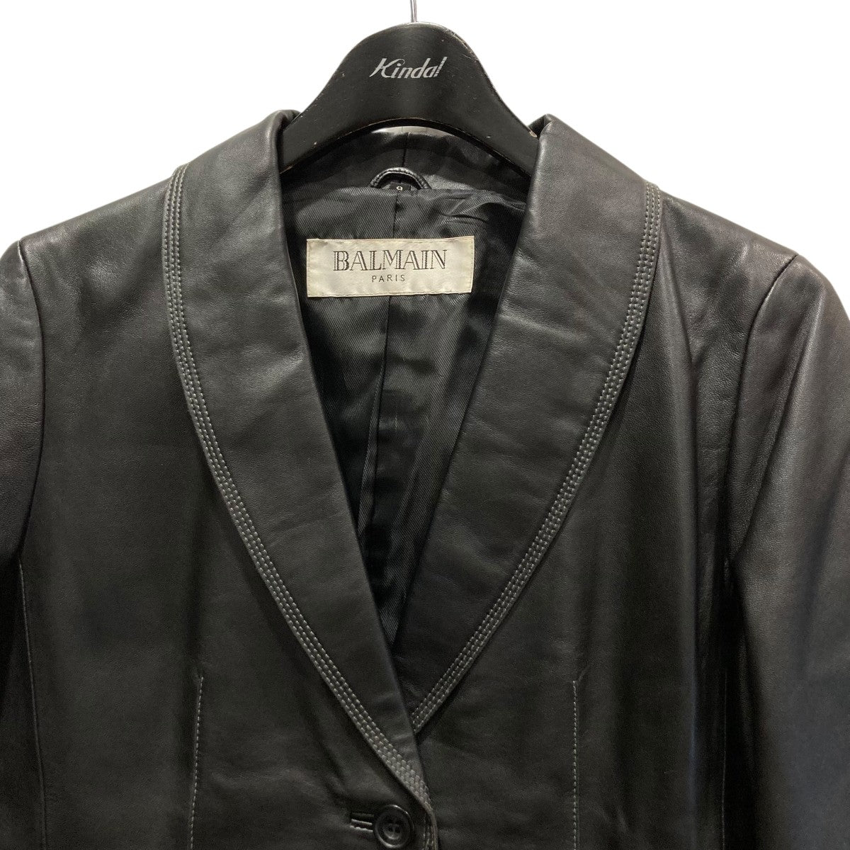 BALMAIN(バルマン) ラムレザーテーラードジャケット ブラック サイズ 9