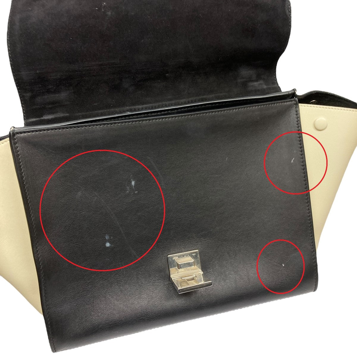 CELINE(セリーヌ) フィービー期ショルダーバッグ - クリーム×ブラック