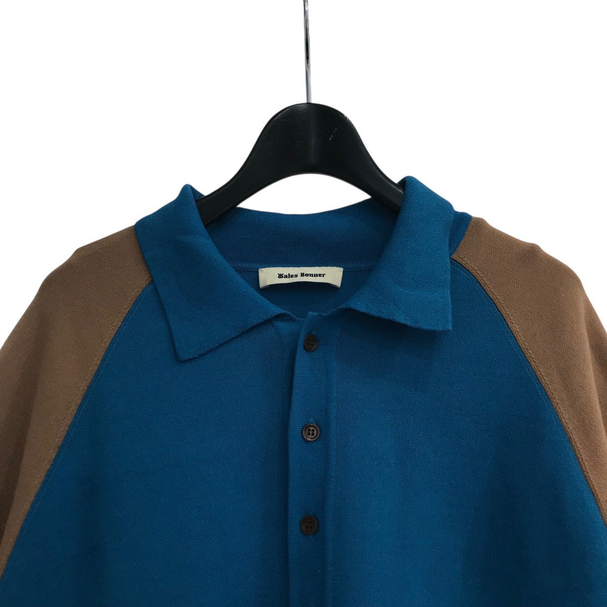 WALES BONNER(ウェールズボナー) 半袖ニットポロシャツ ブルー サイズ