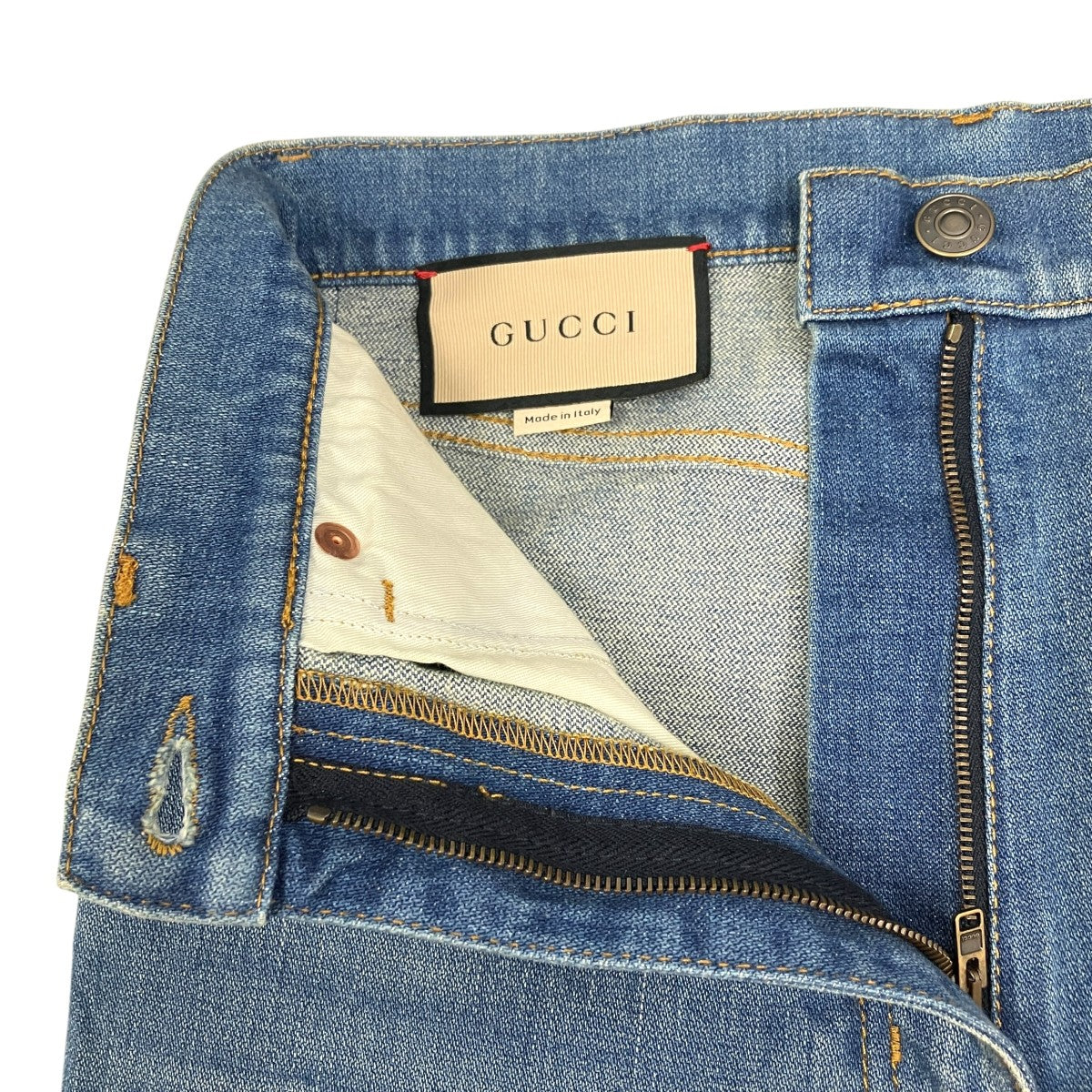 GUCCI(グッチ) ラベル付きワイドフレアデニムパンツデニムパンツ624217