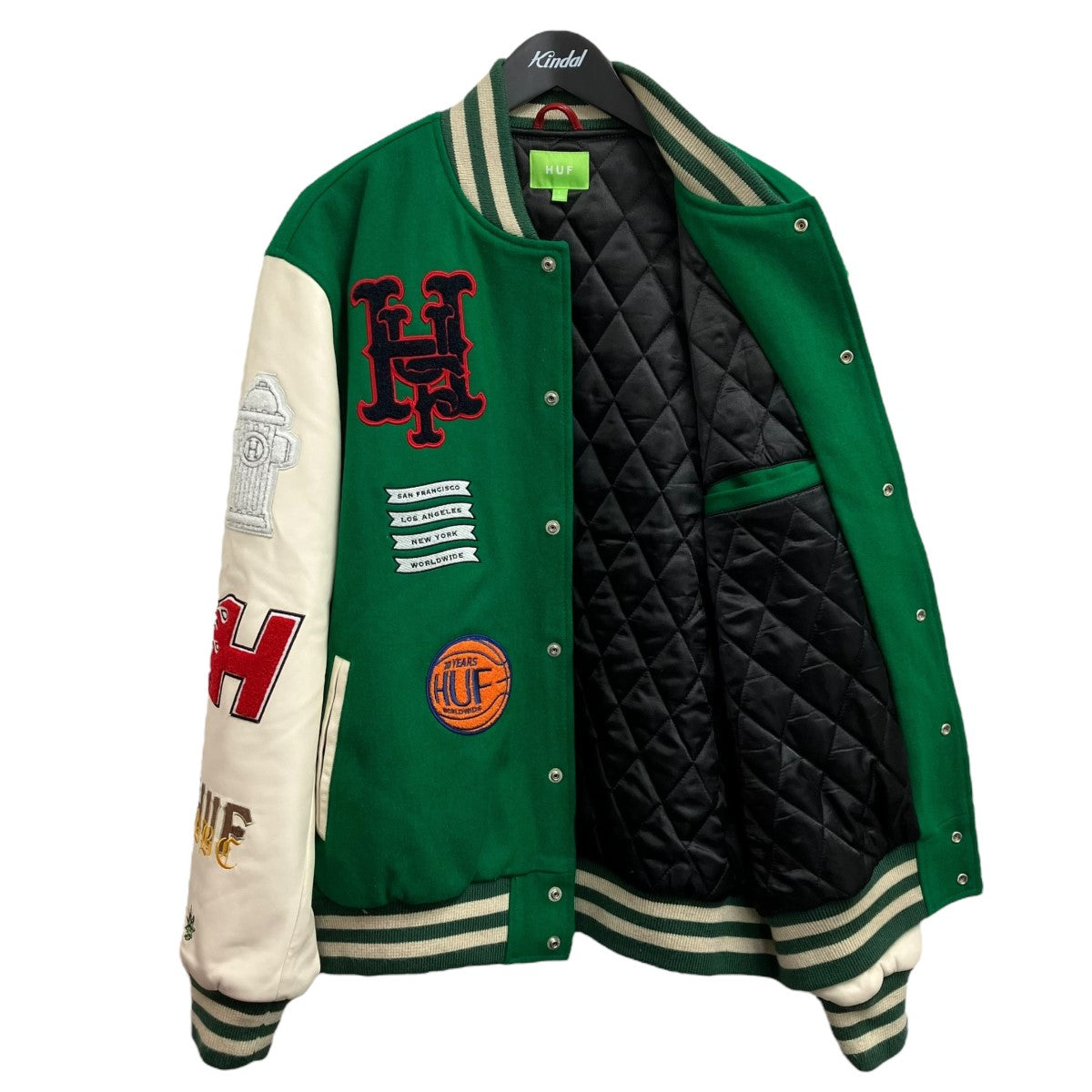 HUF(ハフ) 20 YEAR CLASSIC H VARSITY JACKETスタジャン グリーン