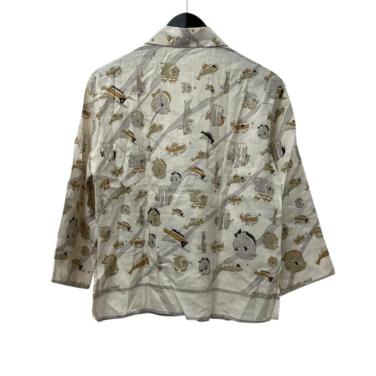HERMES(エルメス) マルジェラ期 魚柄総柄シャツ ベージュ×パープル