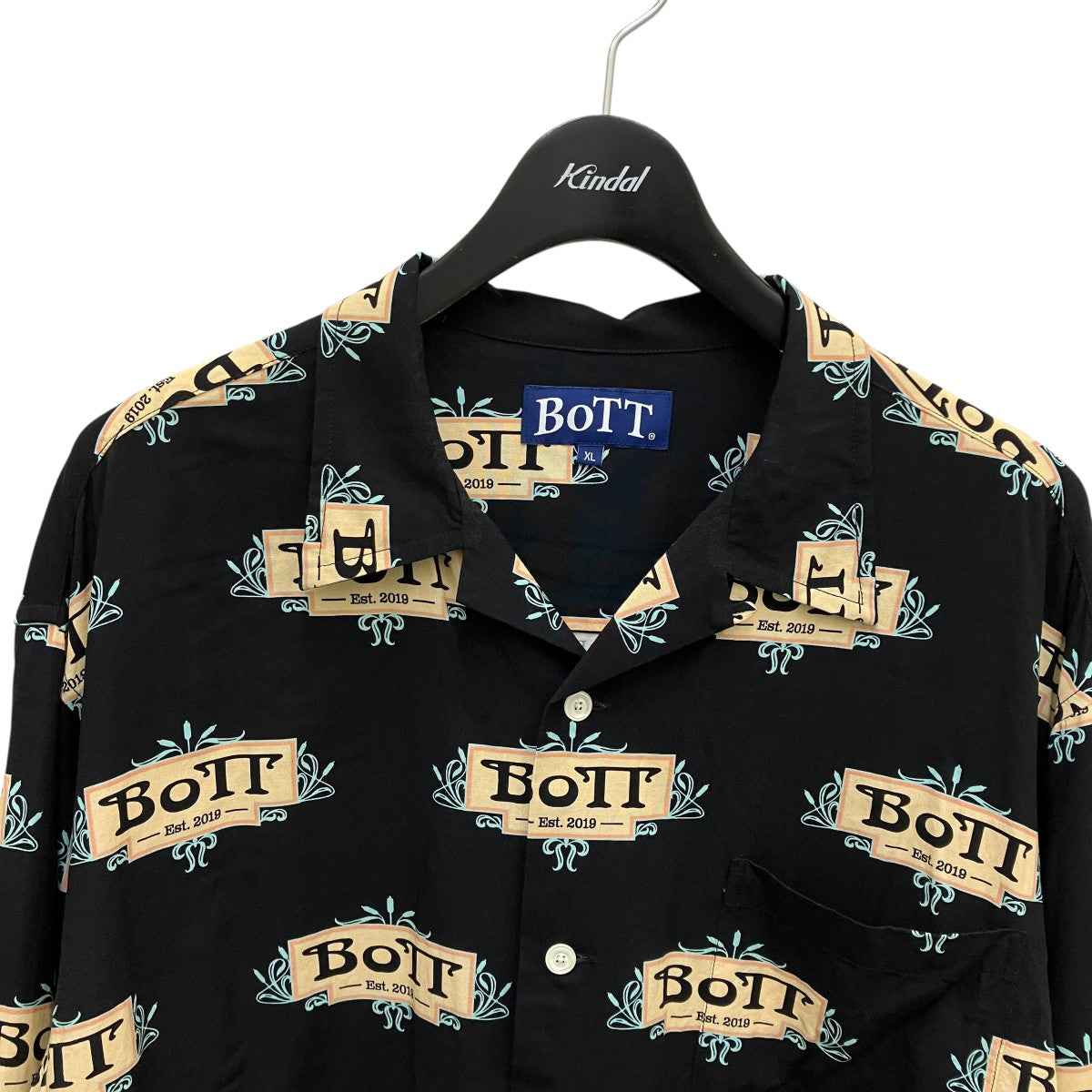 BoTT(ボット) 総柄オープンカラーシャツ233Bott29 233Bott29 ブラック