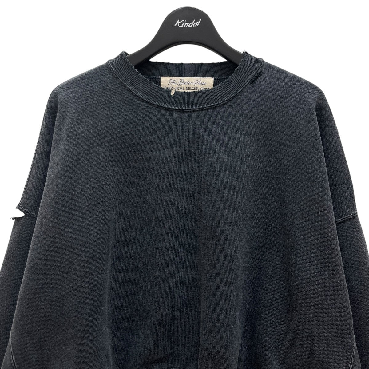 REMI RELIEF×SHISHIKUI ダメージ加工クルーネックスウェット ブラック