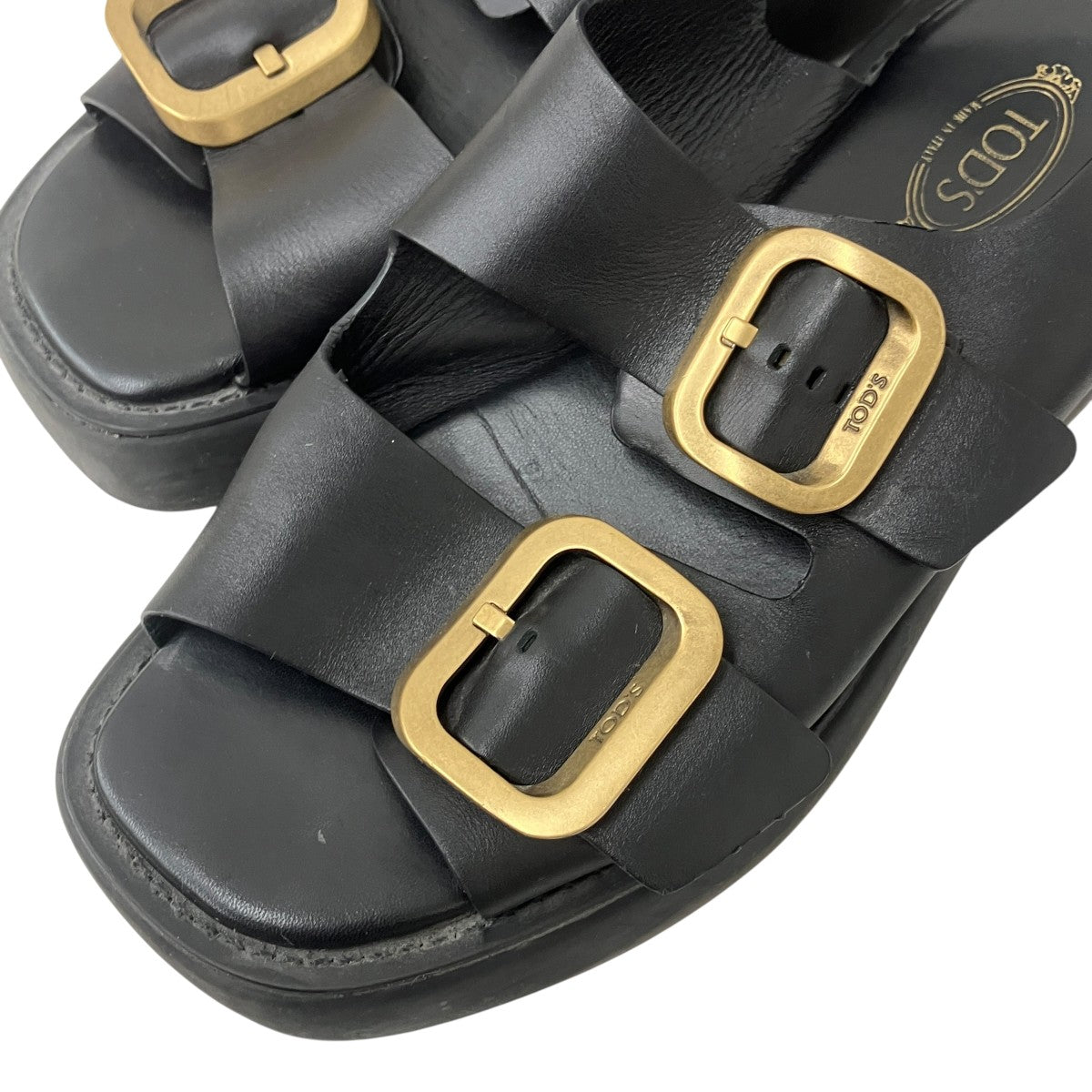 TOD'S(トッズ) ダブルレザーサンダル ブラック サイズ 36 1/2｜【公式
