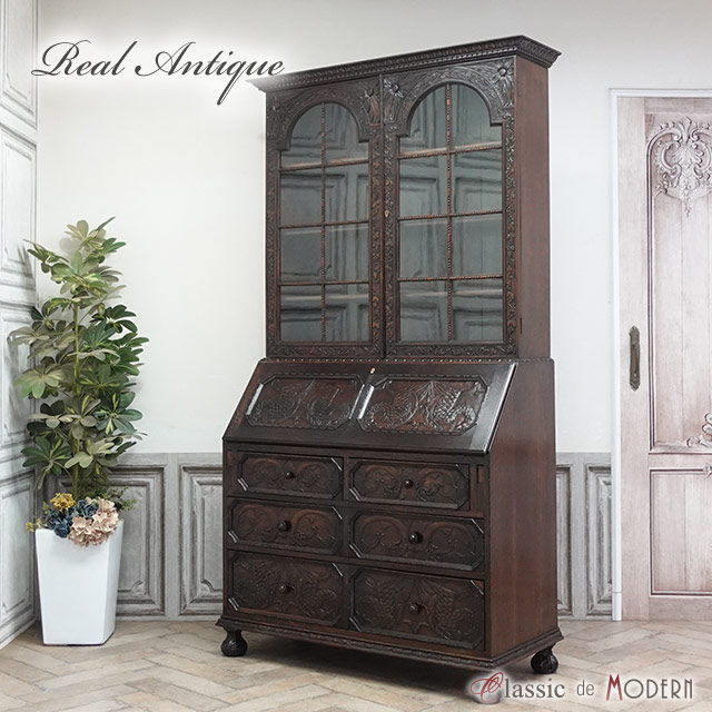 楽天市場】輸入家具 アンティーク ブックビューロー アンティーク