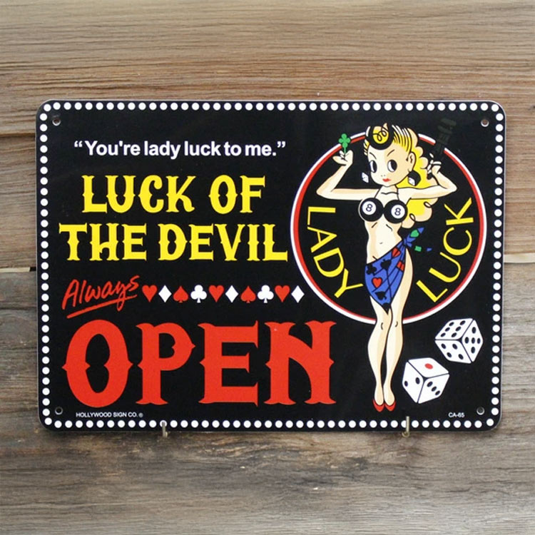 楽天市場】プラサインボード オープン看板 OPEN 可愛い LADY LUCK 幸運