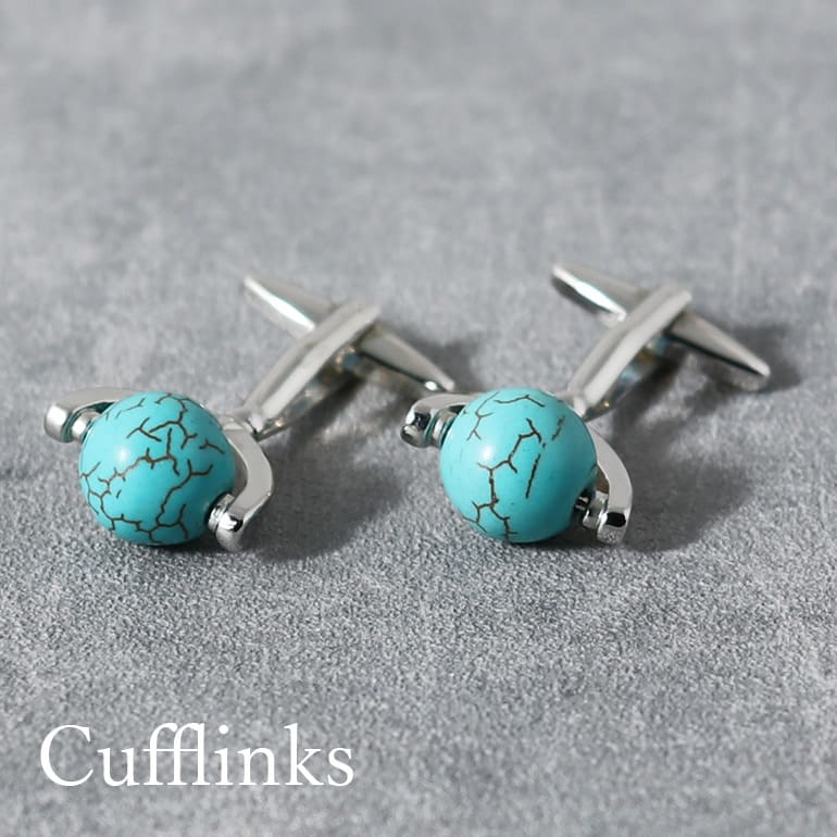 楽天市場】カフスボタン カフリンクス シルバー 真鍮 ターコイズ