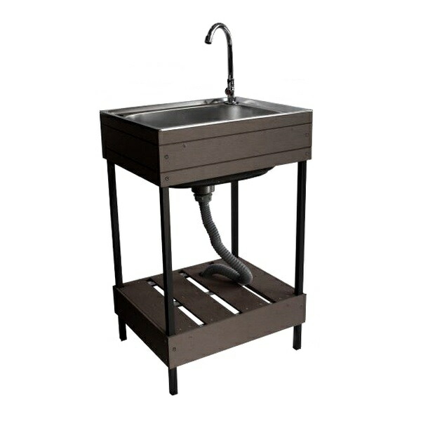 楽天市場】人工木ガーデンシンク 小 ブラウン 幅50cm 水栓金具付き ※訳