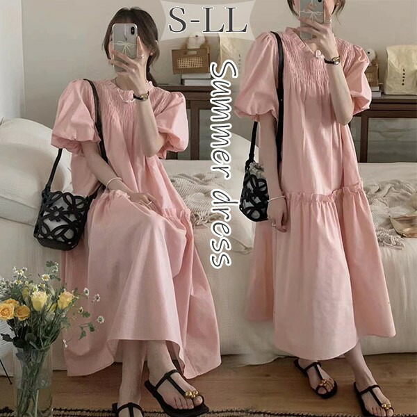 楽天市場】パフスリーブ ワンピース 夏 レディース 韓国 大人可愛い 夏