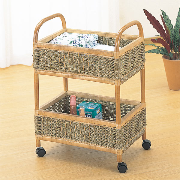 楽天市場】脱衣かご 2段 ラタン製 ランドリーバスケット 籐家具 幅56cm