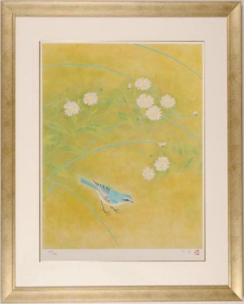 楽天市場】上村淳之 雪中小禽 鳥 絵画 和風 梅 花 日本画 インテリア