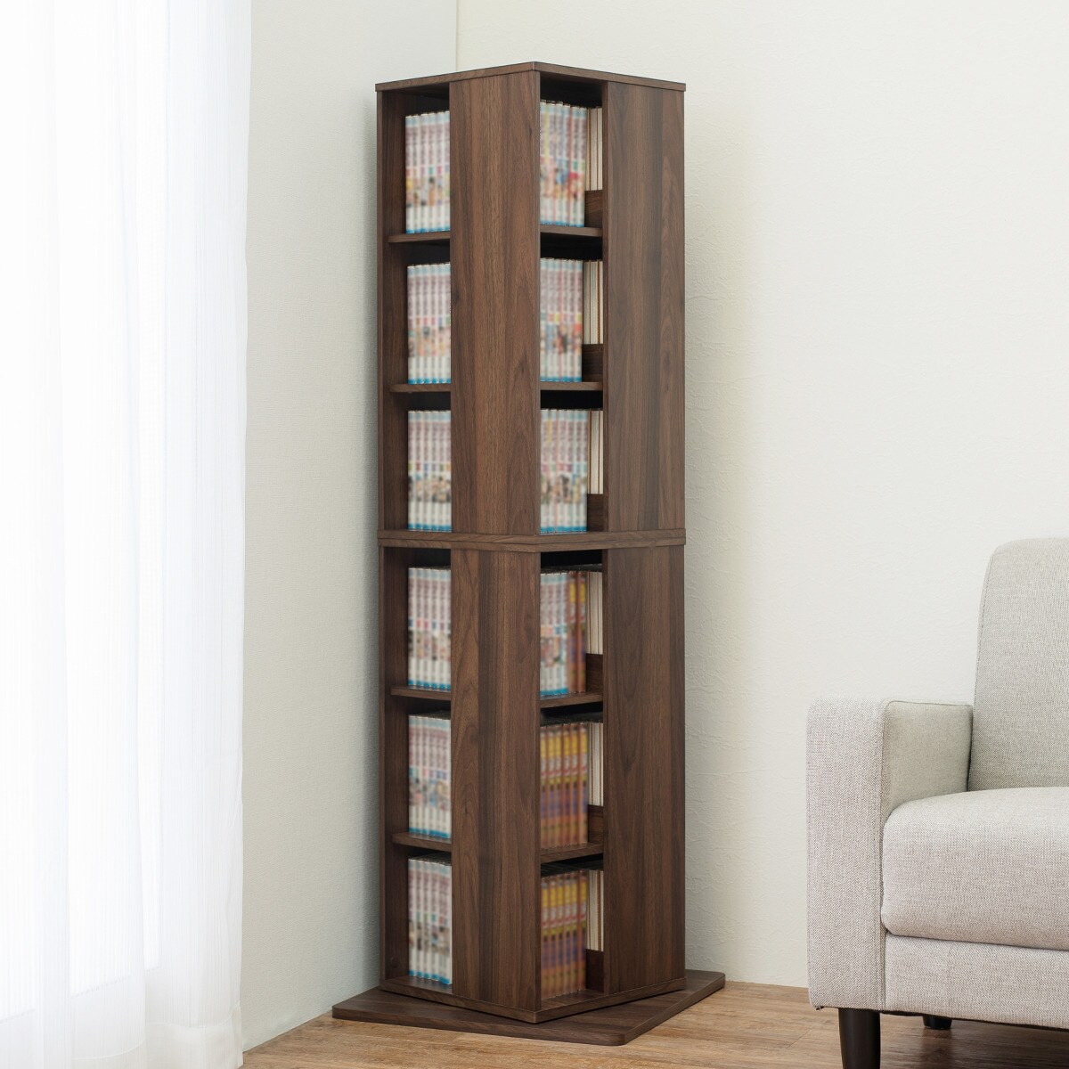 楽天市場】壁付けできる回転式コミックラック8段 （BR） ニトリ