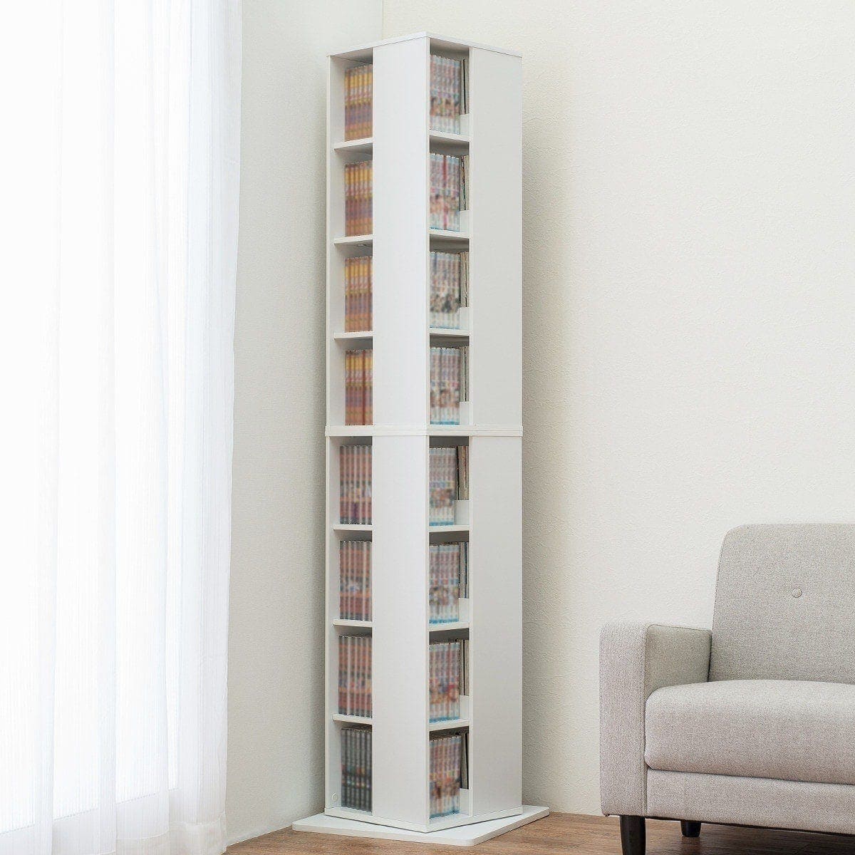 楽天市場】壁付けできる回転式コミックラック6段 （WH） ニトリ