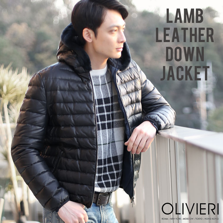 楽天市場】【期間限定価格】レザーダウンジャケット メンズ イタリア