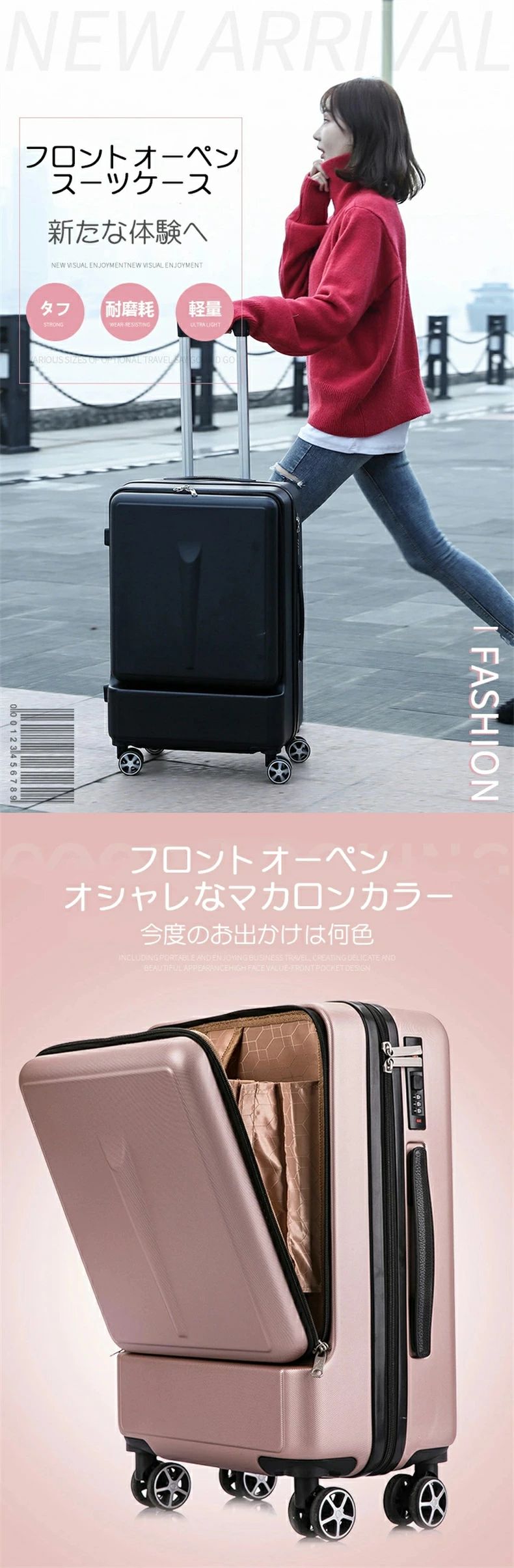 楽天市場】スーツケース フロントオープン 機内持ち込み レディース