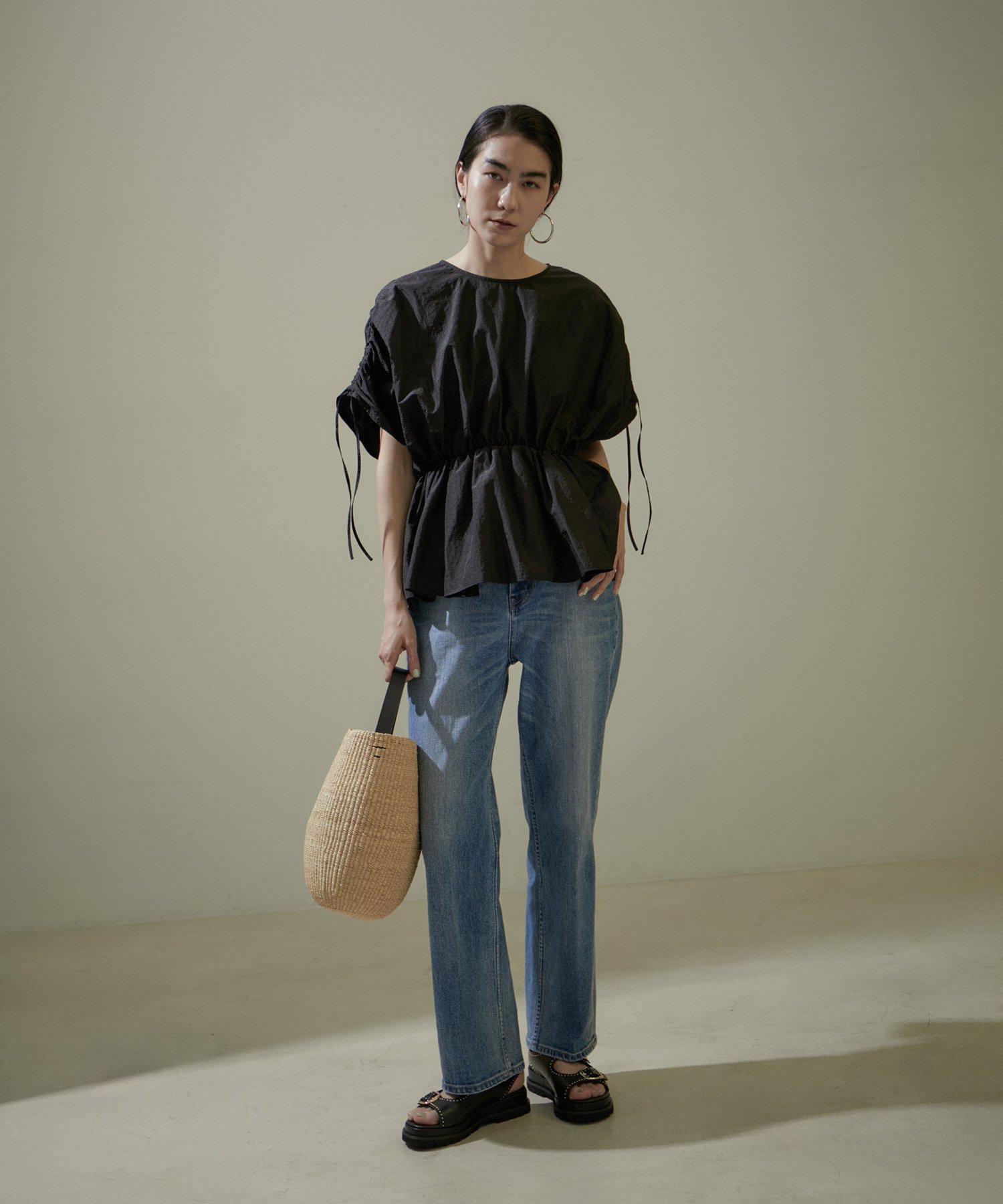 SALON adam et rope' 【WEB限定】シャーリングスリーブブラウス サロン