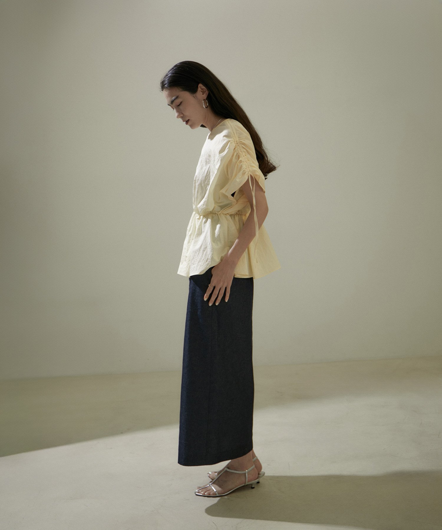 SALON adam et rope' 【WEB限定】シャーリングスリーブブラウス サロン