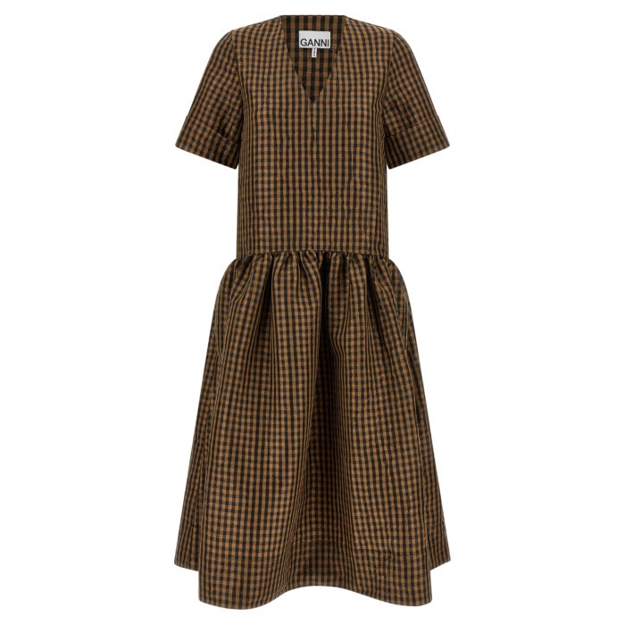 楽天市場】GANNI ガニー ワンピース Seersucker Check U-neck Maxi