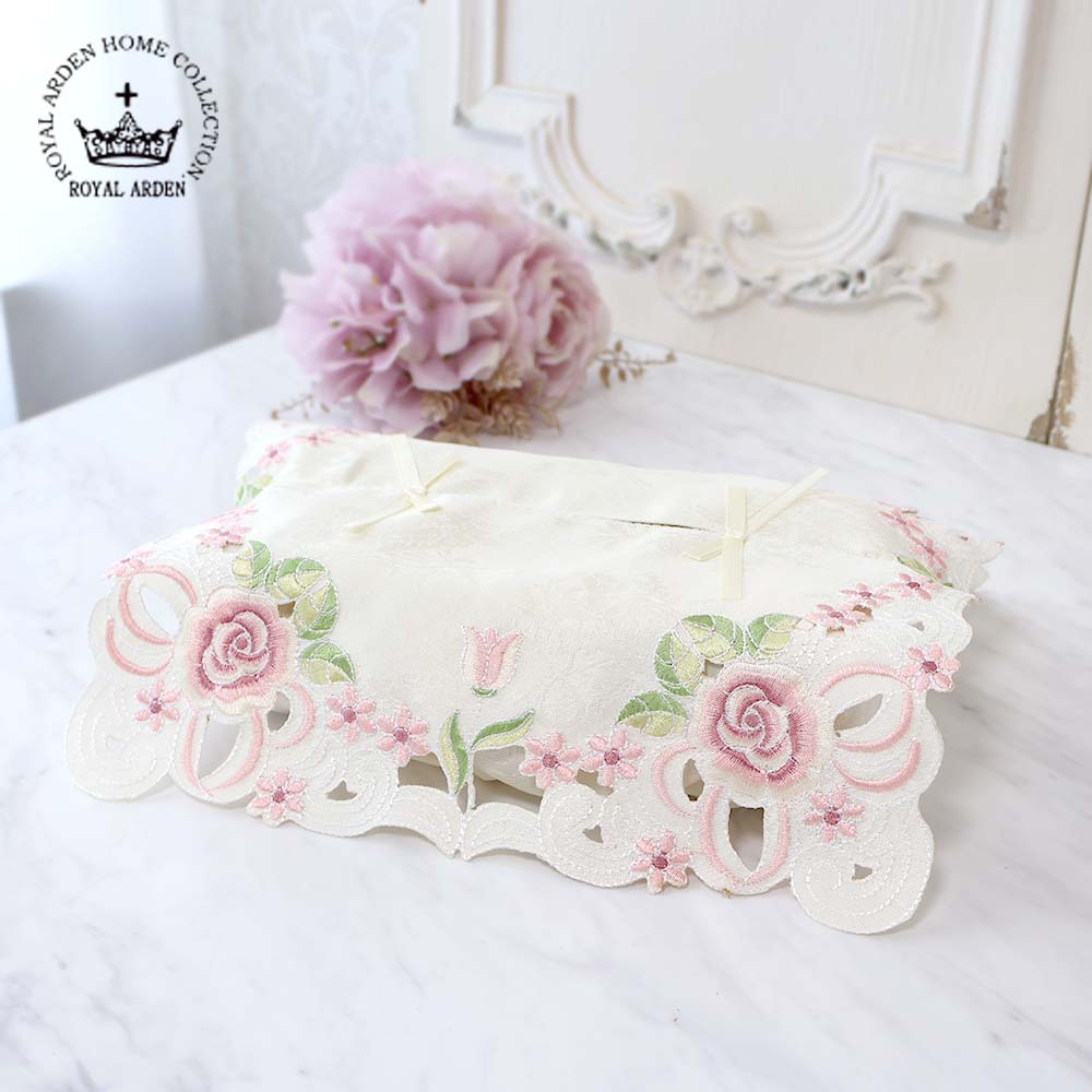 楽天市場】ティッシュカバー レース 刺繍 おしゃれ 薔薇のカットワーク