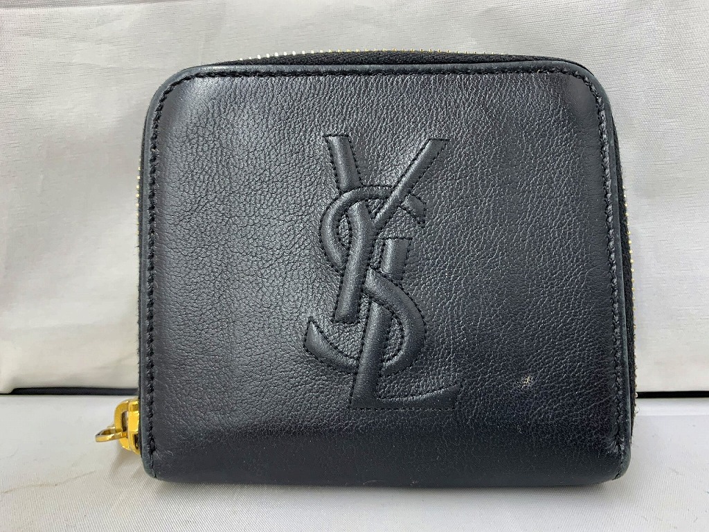 楽天市場】イヴサンローラン 二つ折り財布 ロゴ 中古 ブラック レザー