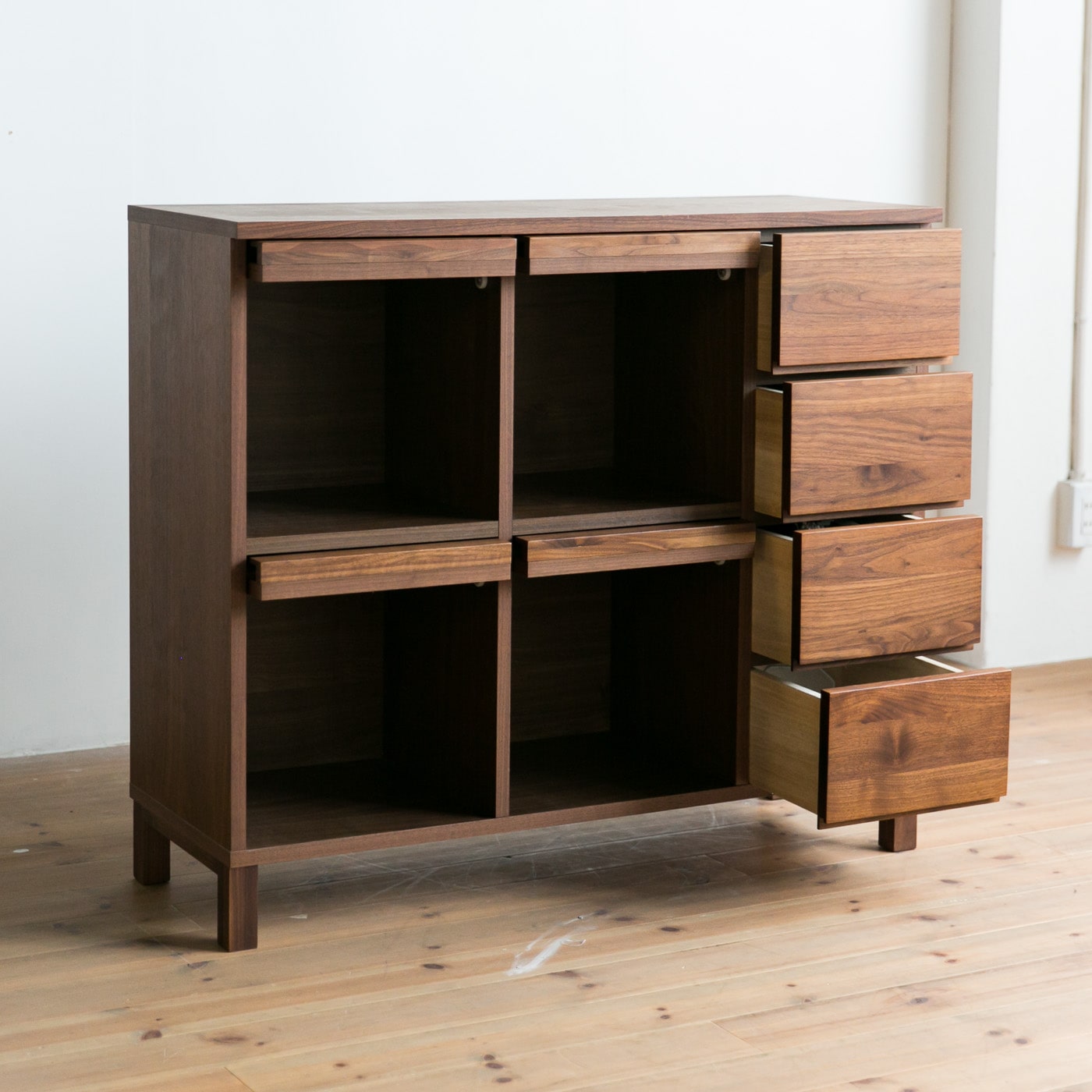 レッチェ マガジンレコードラック(2列＋引き出し4杯) | 高野木工