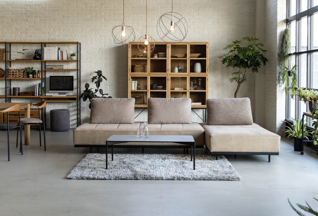 グロー ソファ (サイズ3人掛けベース 張地スエード クリーム