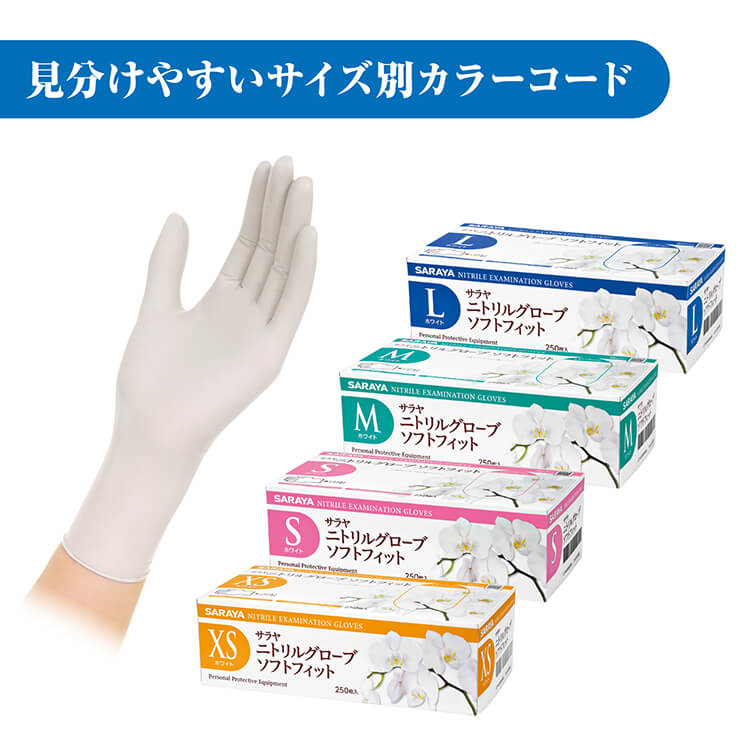 サラヤ｜ニトリルグローブ ソフトフィット ホワイト Lサイズ 250枚