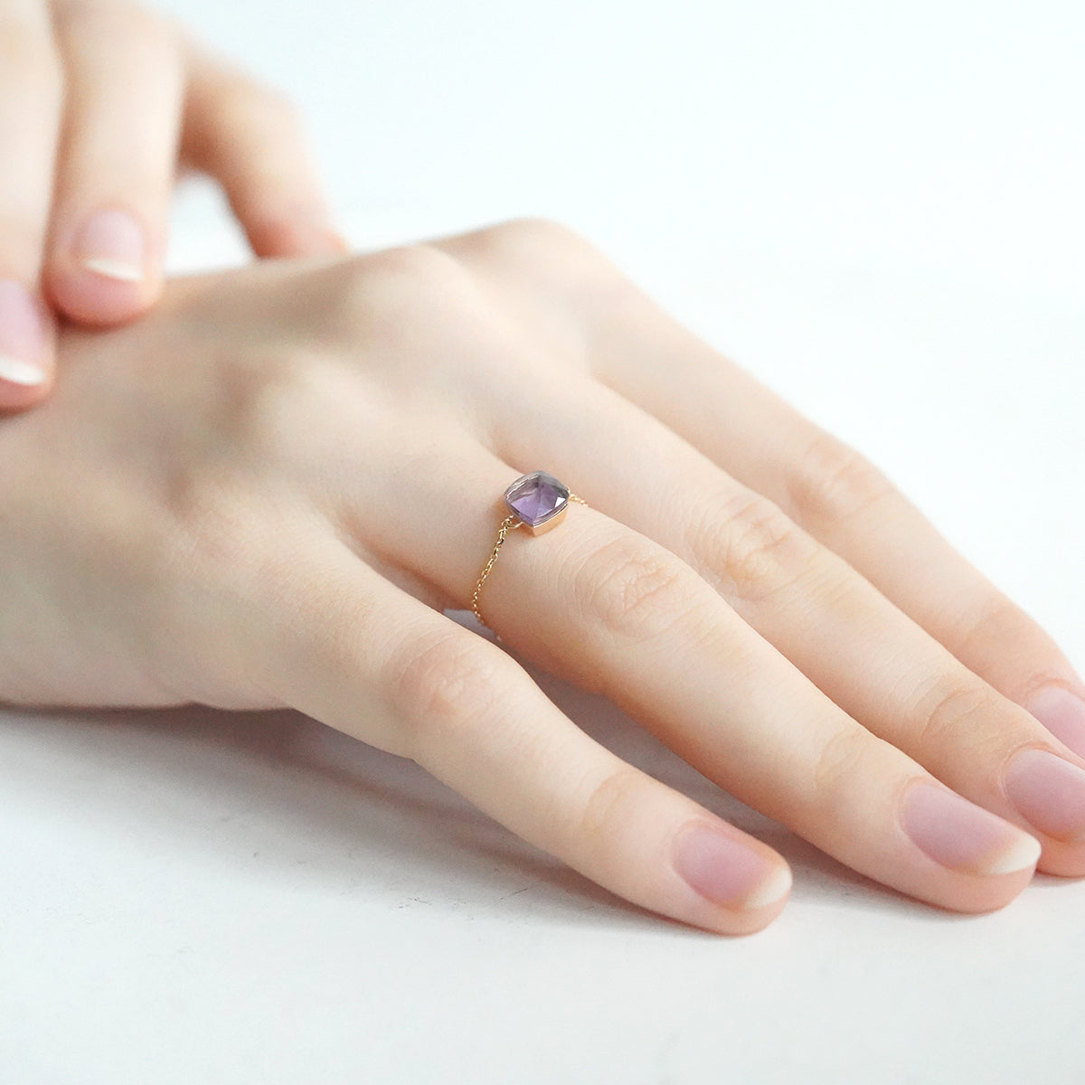 K10イエローゴールド アメジスト チェーンリング | シンプリッチ公式