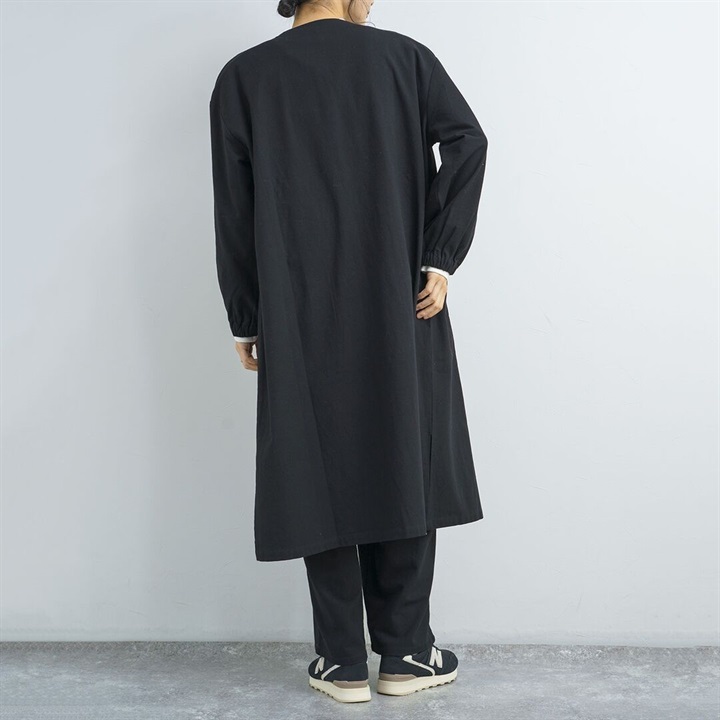 M.M.O】コットンワッシャー ノーカラーコートワンピース｜てんとてん