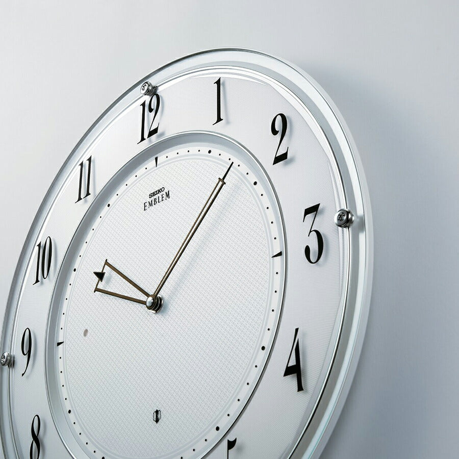 セイコー エムブレム 電波 掛け時計 HS562W クオーツ 電池式 クロック