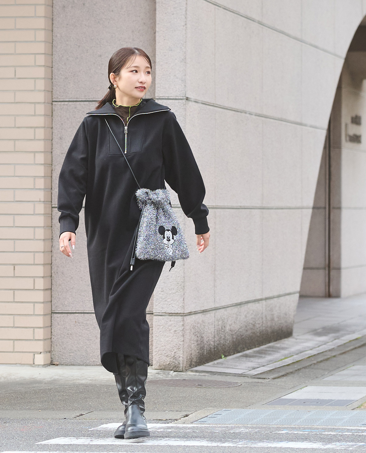 圧縮起毛ステンニットワンピース - YEVS