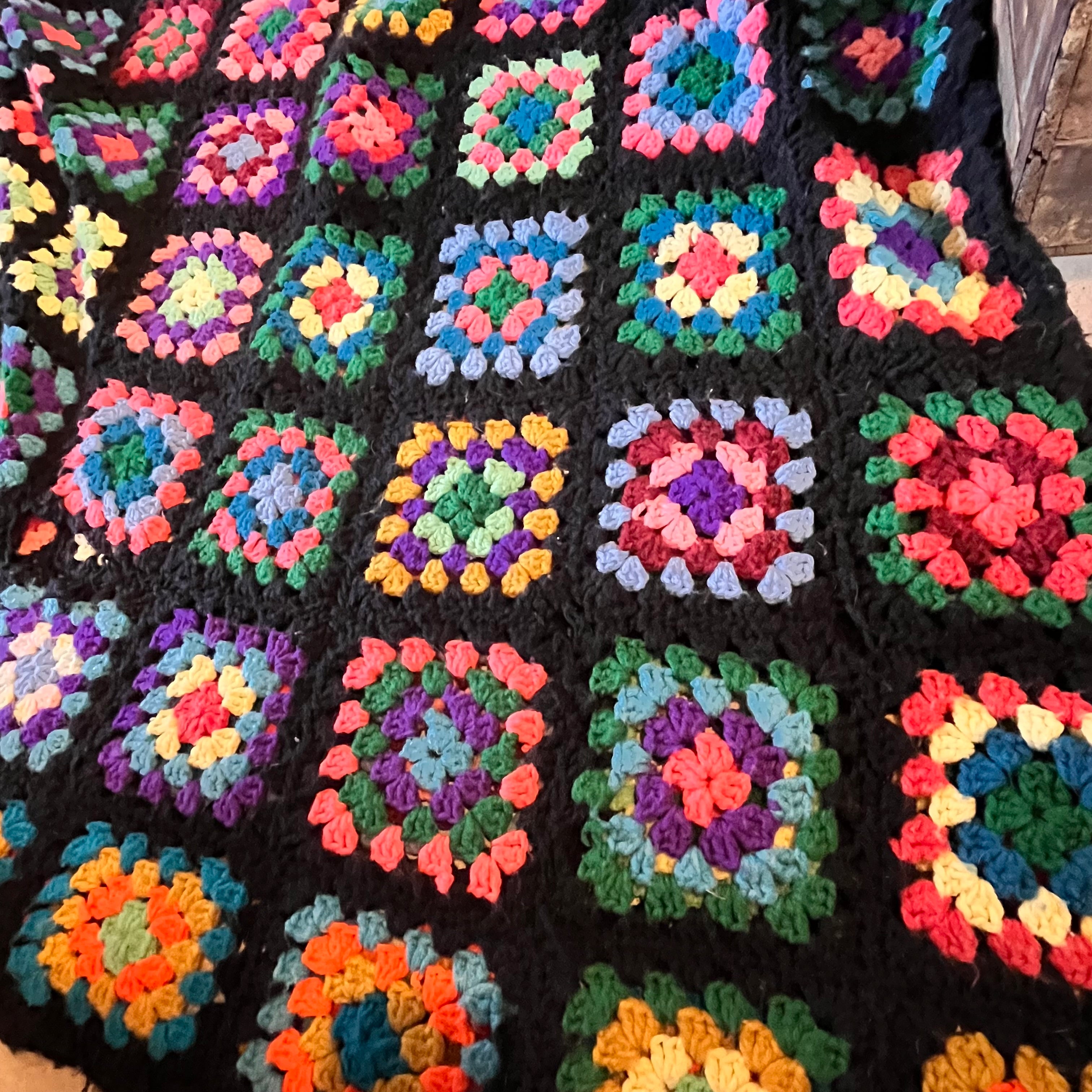 USA vintage】グラニーブランケット グラニースクエア黒 – 雑貨屋ポッポ