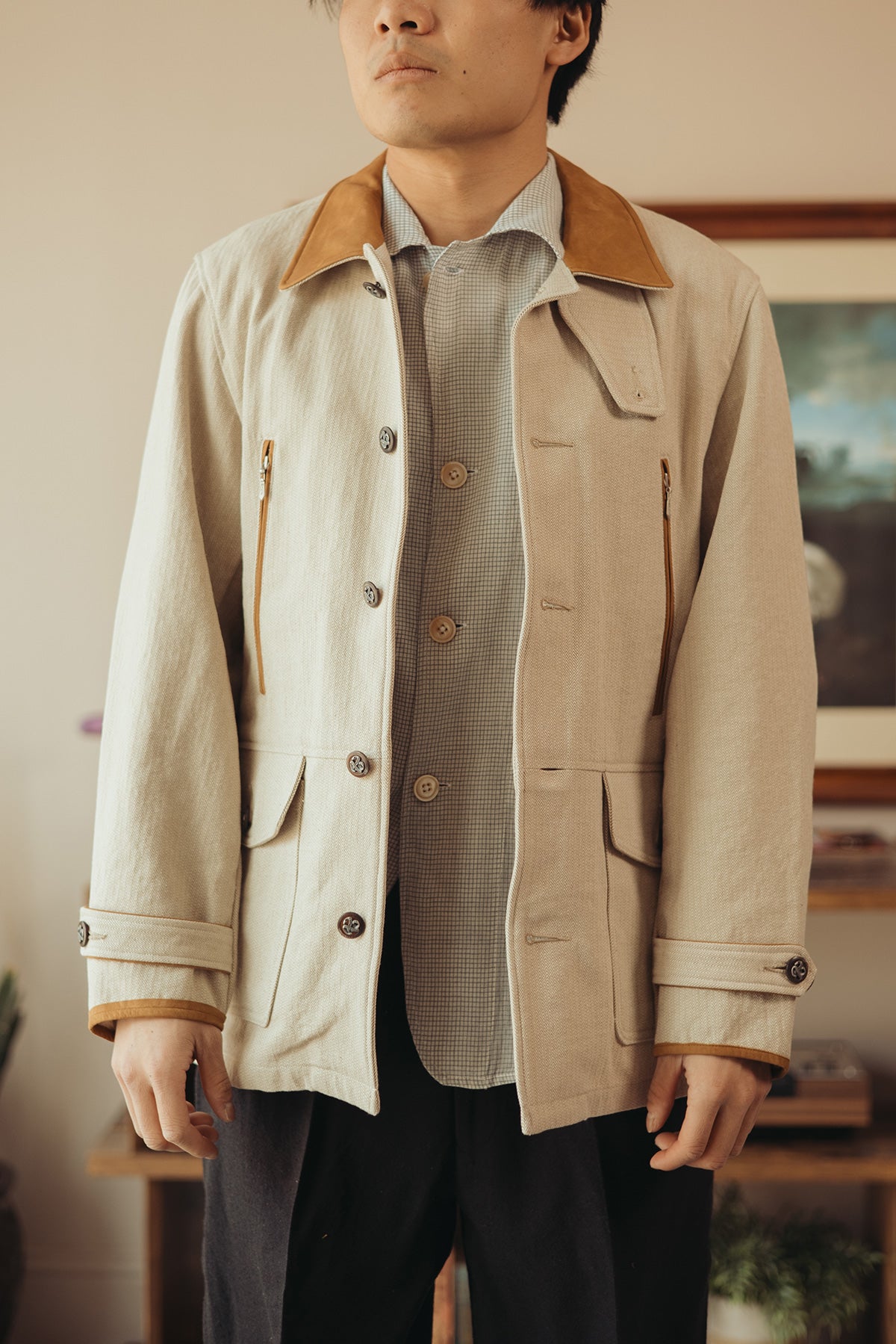 Niceness Loran Herringbone Hunting Jacket | Khaki | Canoe Club
