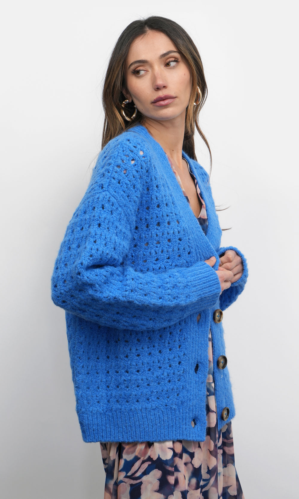 Hudson Oversized Crochet Knit Cardigan | Greylin Collection