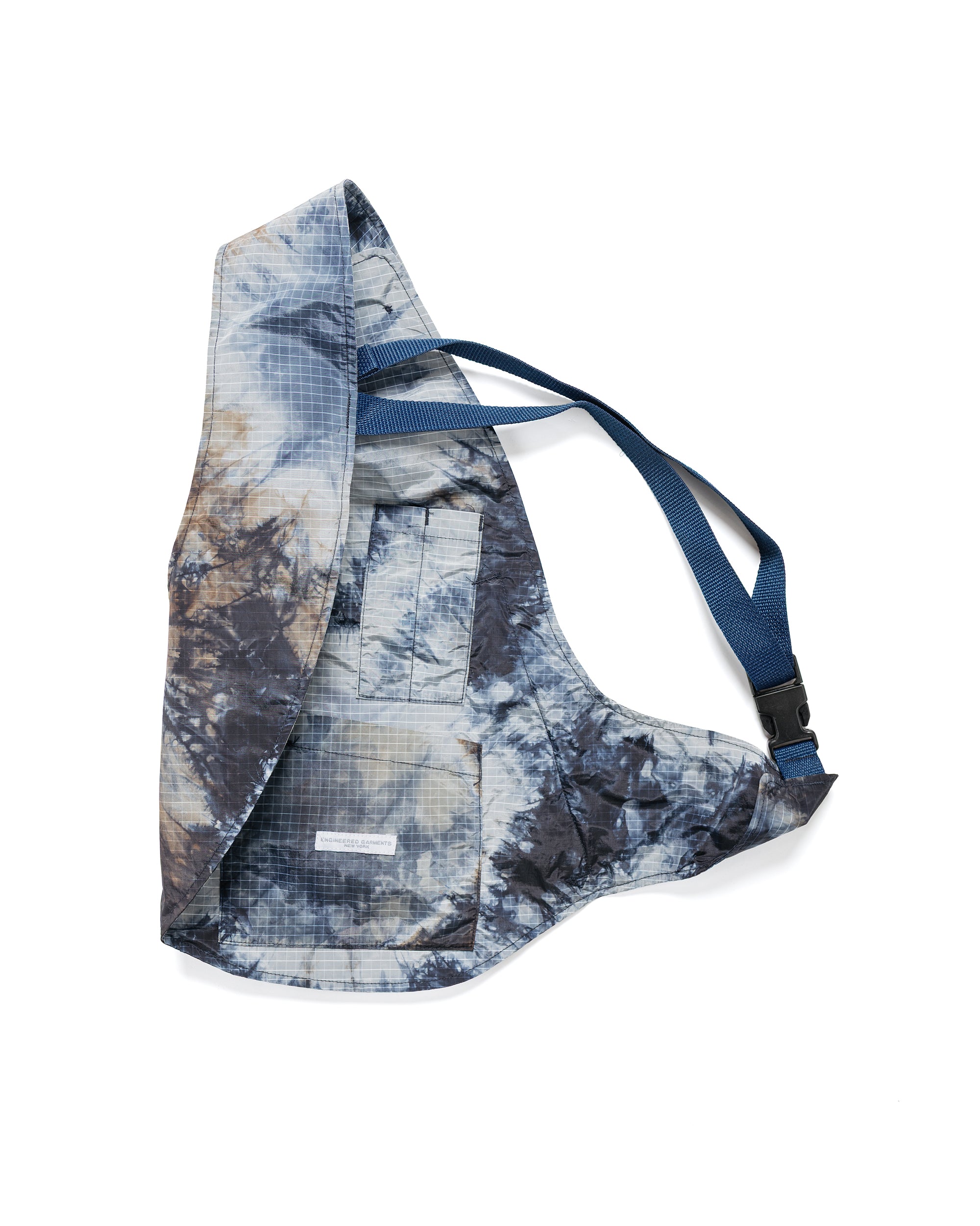 Engineered Garments Shoulder Vest Navy Nylon Tie Dye Print Ripstop