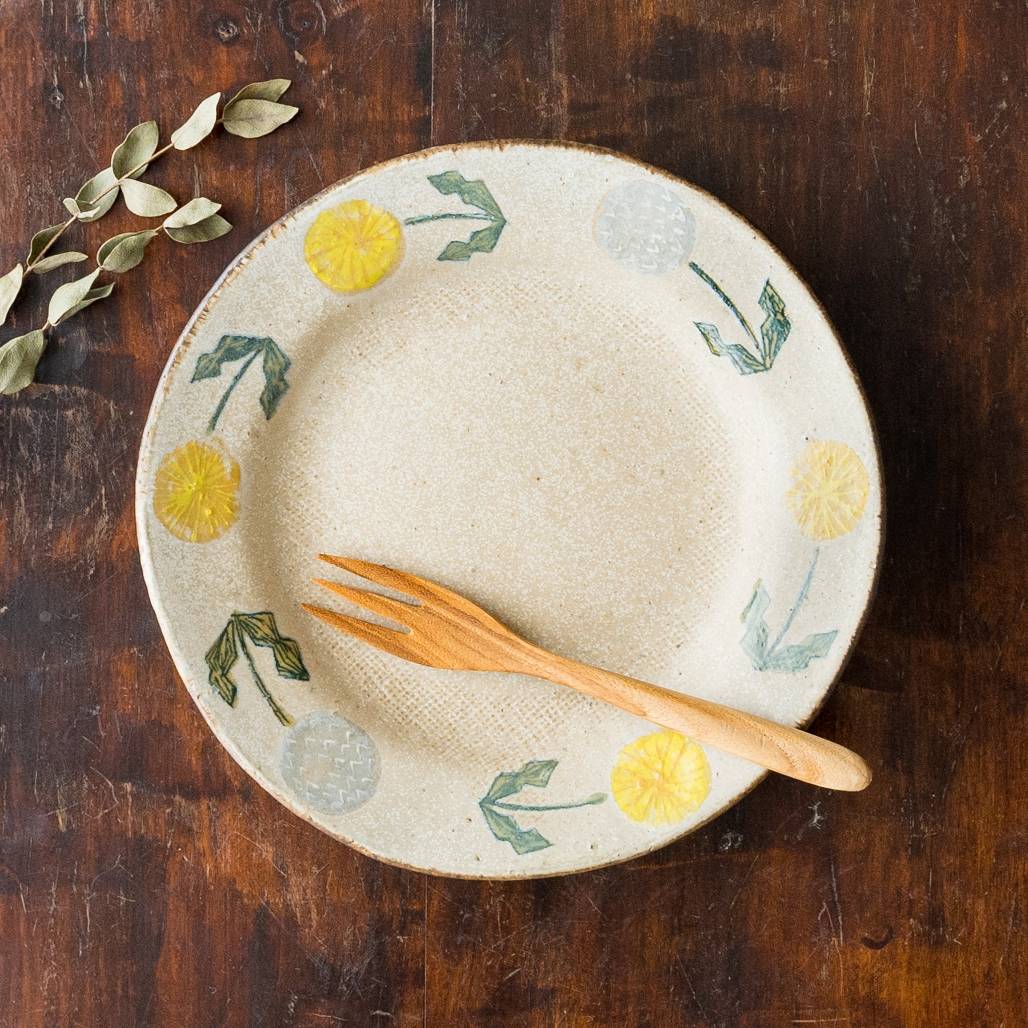 作家 森野奈津子 たんぽぽ 丸リム皿｜和食器通販 四季折折 – 四季折折