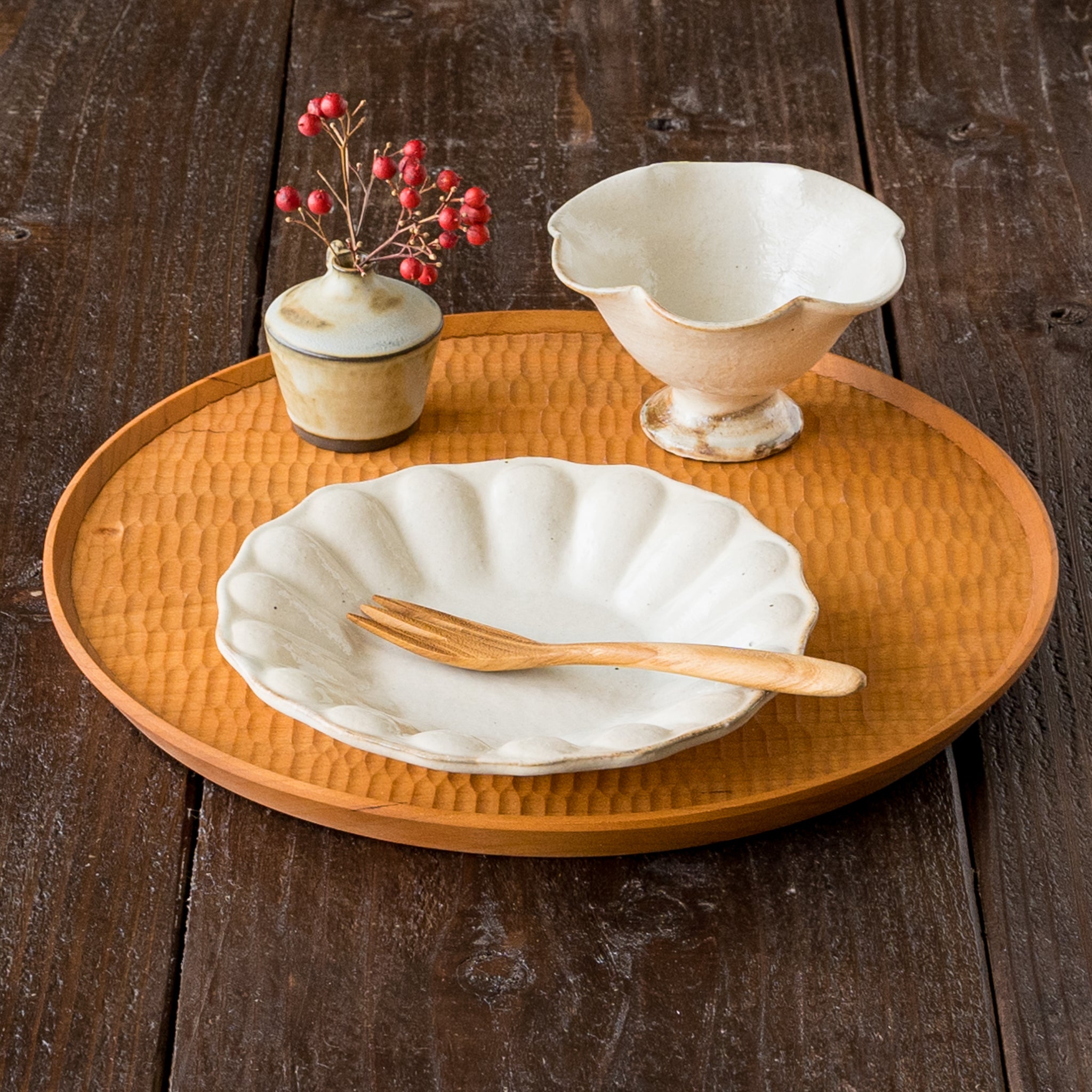 古谷製陶所 古谷浩一 粉引 花びら高台小鉢 ミニ｜和食器通販 四季折折