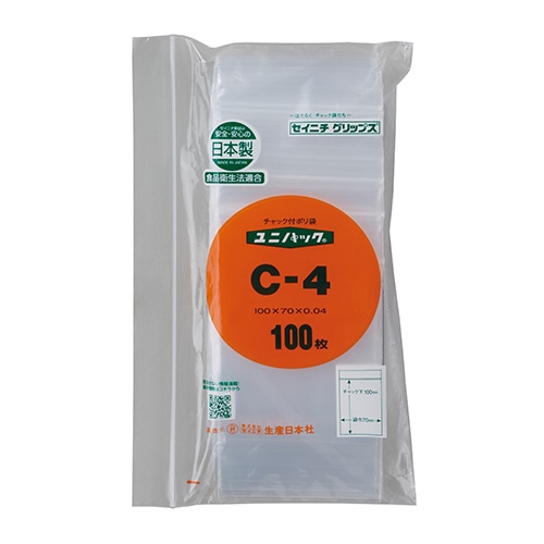 生産日本社 セイニチ チャック付きポリ袋 ユニパック H-4 100枚/袋
