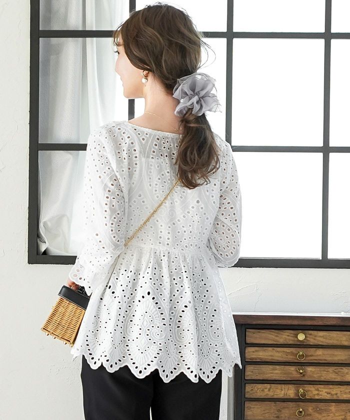 ブラウス コットンレース ペプラム le reve vaniller 全3色｜lvn811