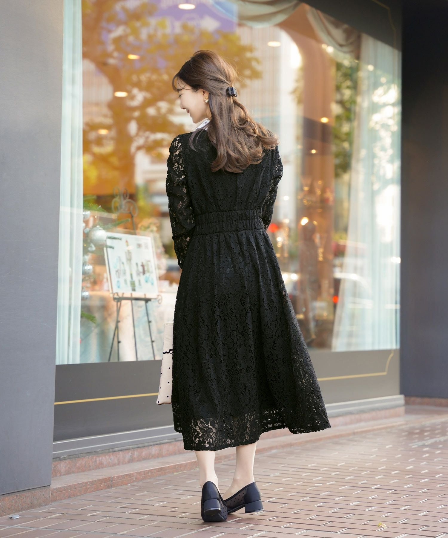 レース オケージョン ワンピース 長袖 le reve vaniller 全2色｜lvn341