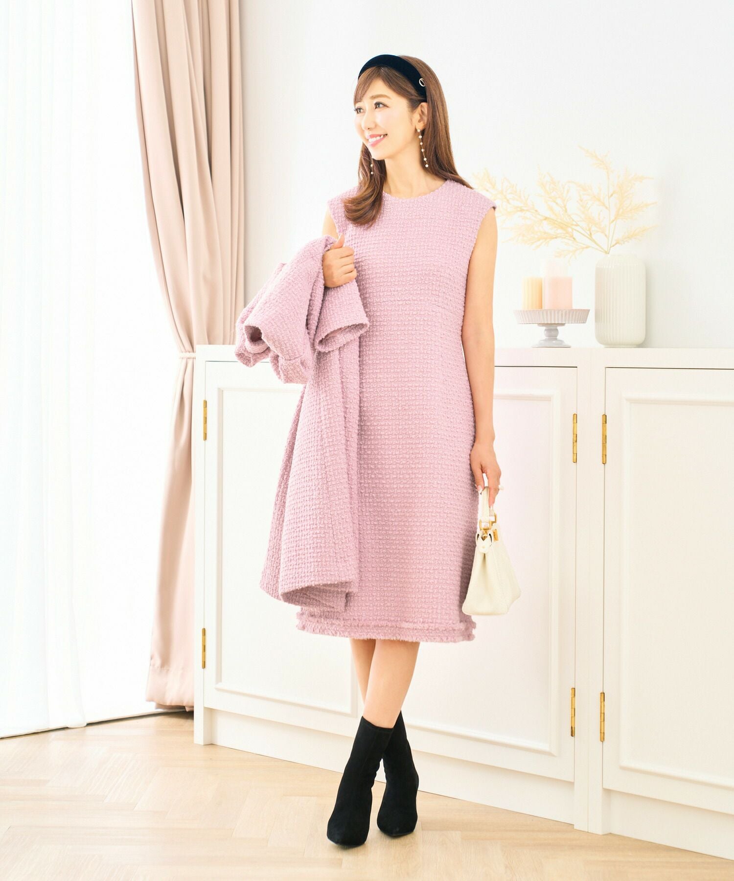 ツイード フリンジヘム ワンピース Prima Scherrer 全4色｜psc312-0604