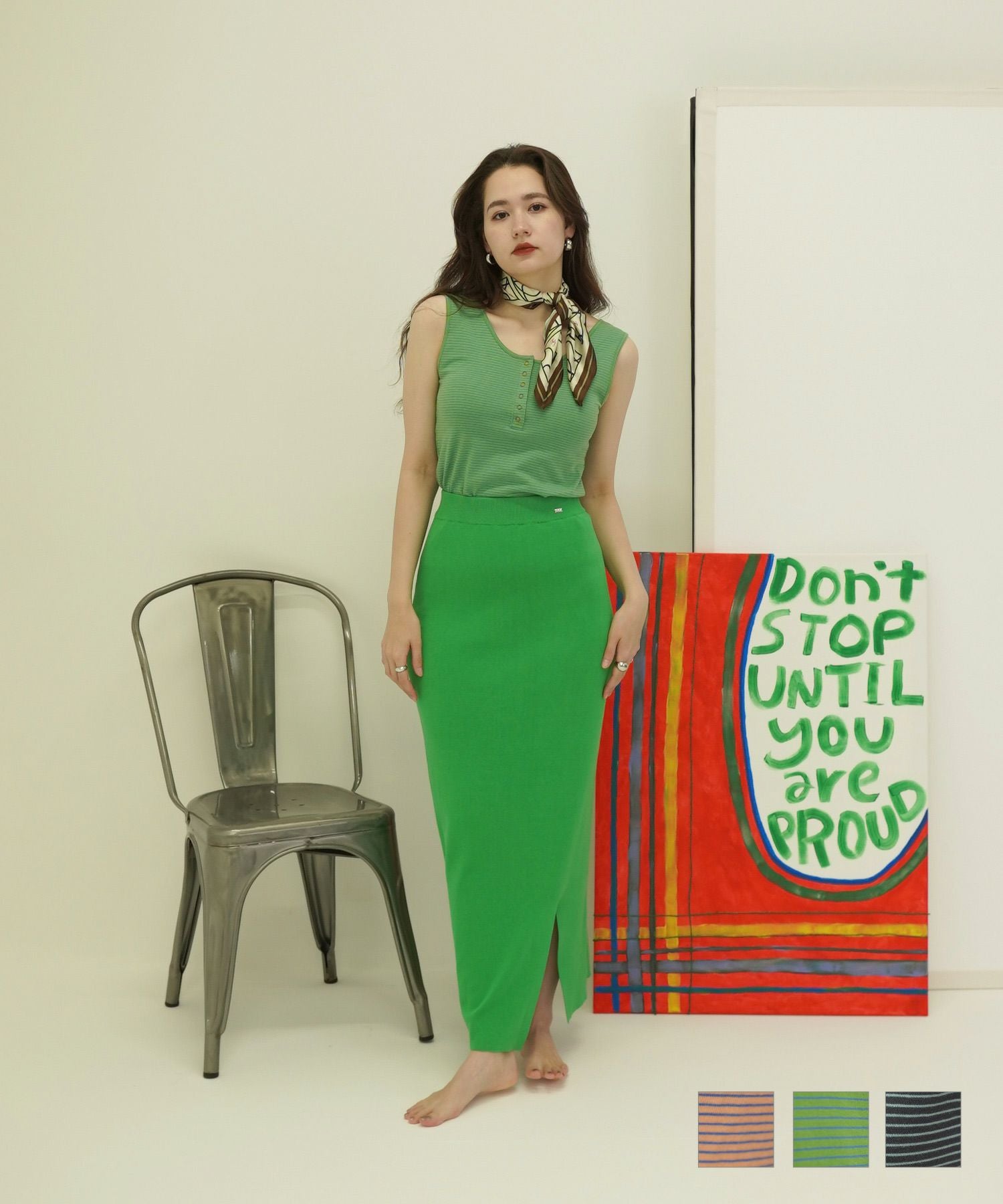 ヘンリーネック ボーダータンクトップ TINA：JOJUN 全3色｜tnj511-0405