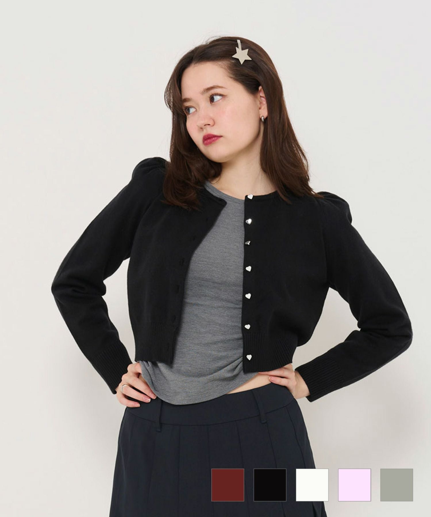 Special-Price-SALE ショート丈 ハート釦カーディガン TINA：JOJUN 全7