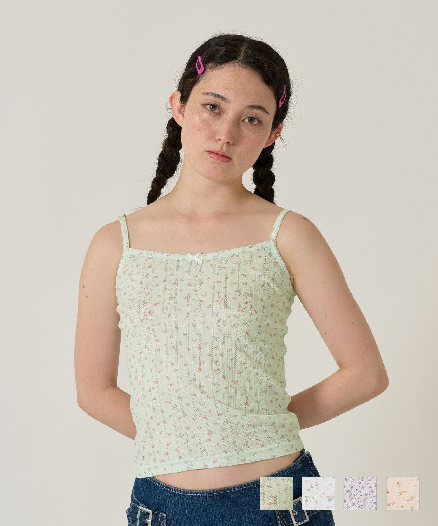 小花柄 レース付きキャミソール TINA：JOJUN 全4色｜tnj511-0827【7