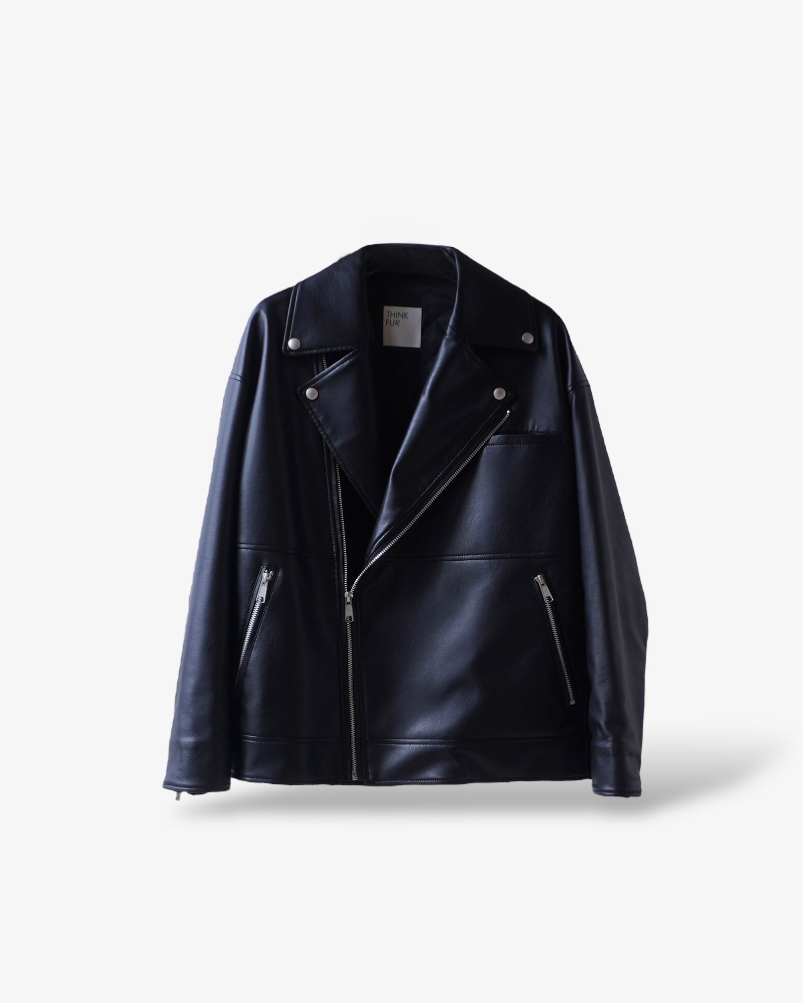 THINK FUR - Eco Leather Riders Jacket (ブラック) / エコレザー
