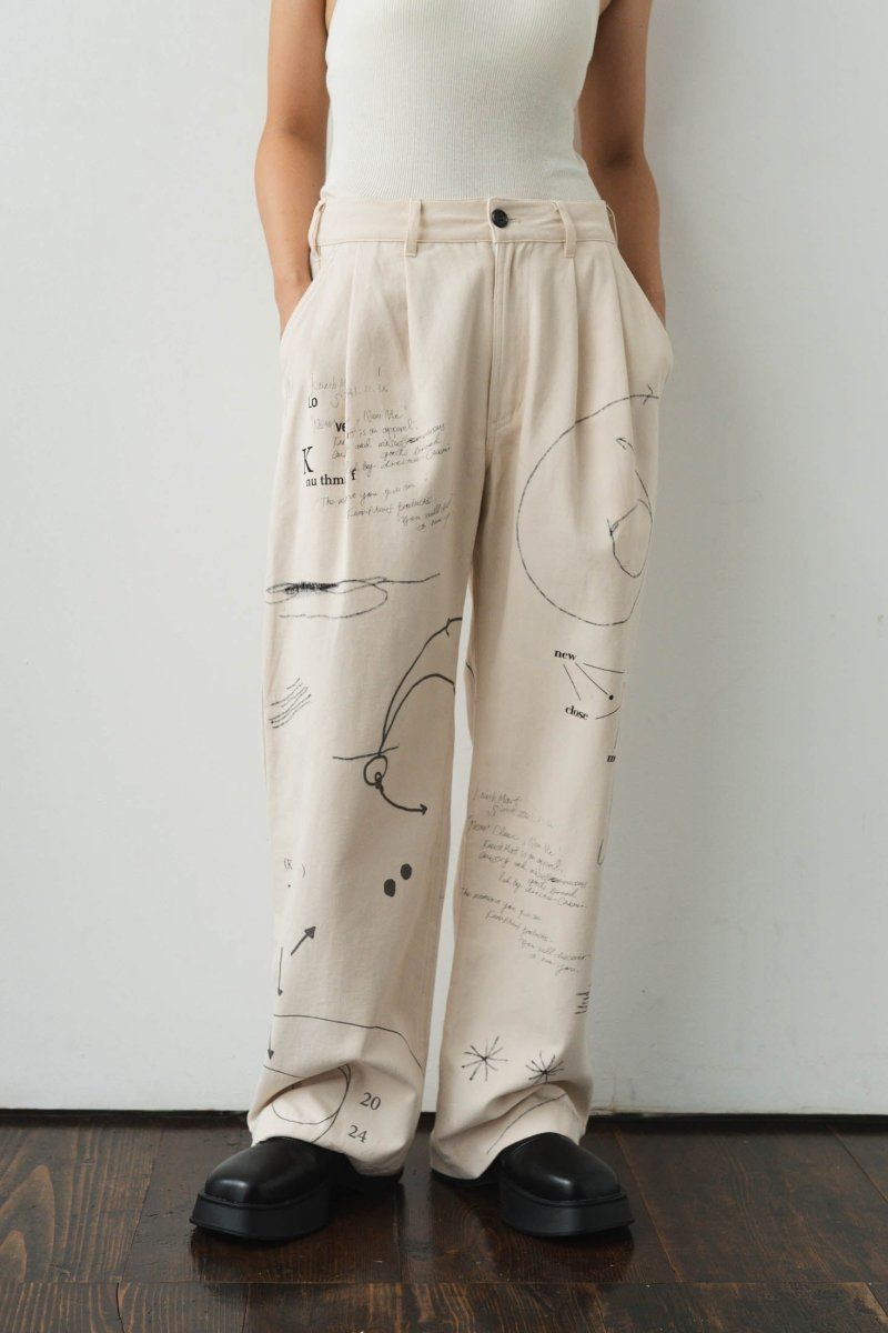 Knuth Marf - graffiti pants / グラフィックパンツ (アイボリー