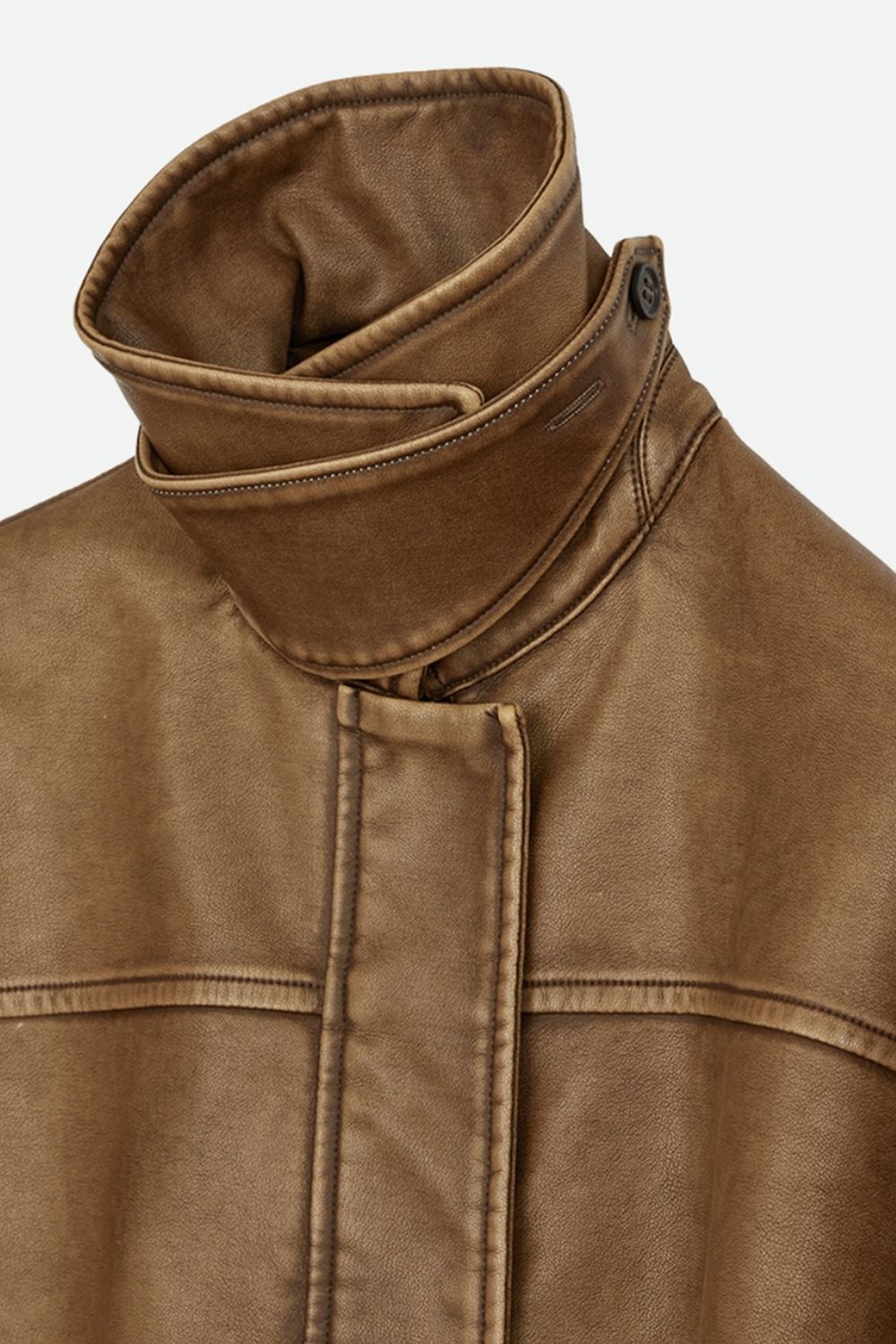 NOUNLESS - CRASH FAKE LEATHER JACKET (CHOCO) / クラッシュフェイク