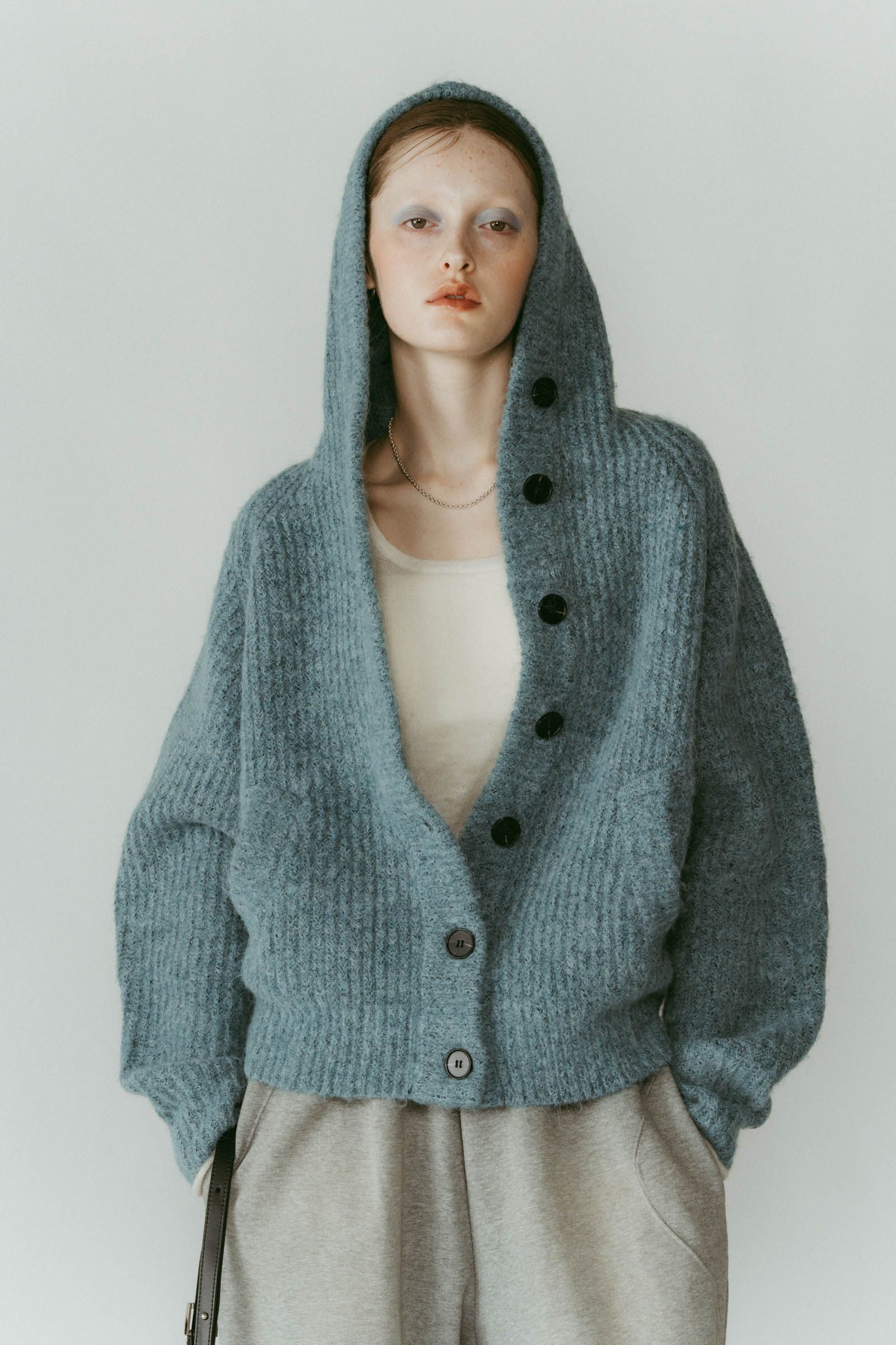 Knuth Marf - hooded cardigan knit / フーデッド カーディガンニット