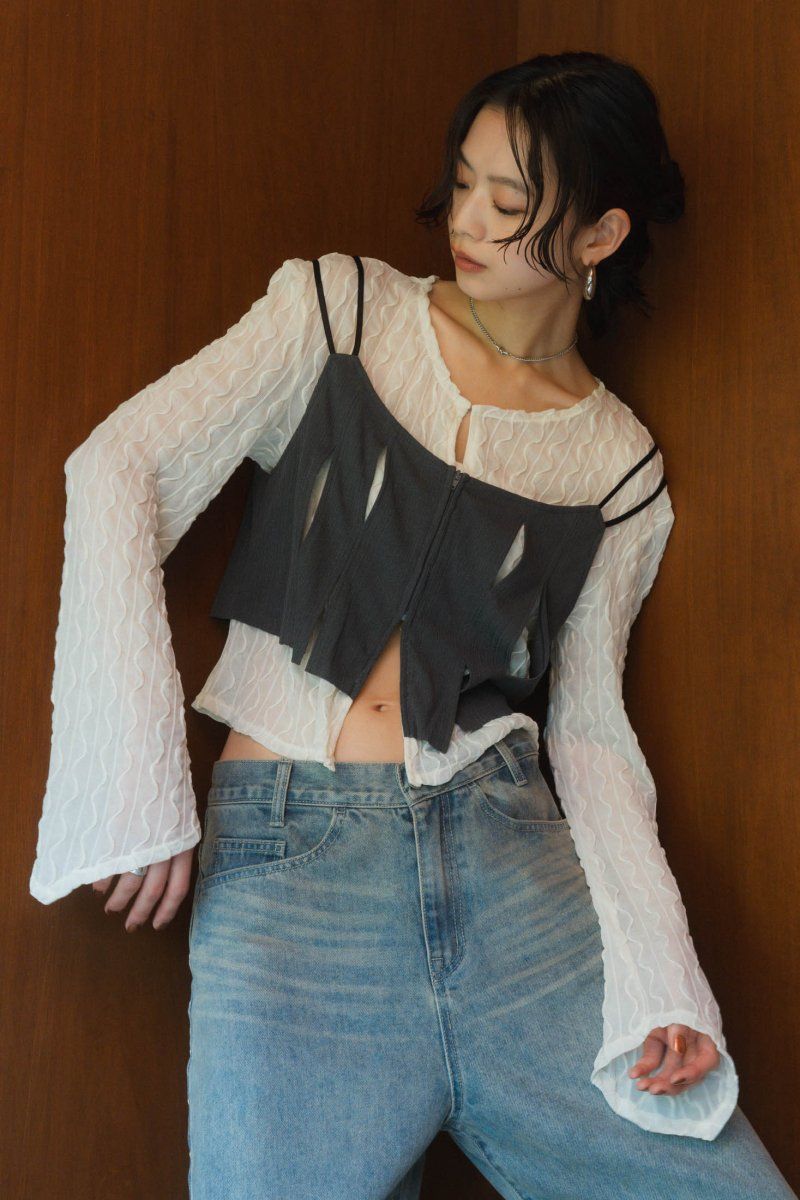 Knuth Marf - layered sheer tops / レイヤードシアートップス